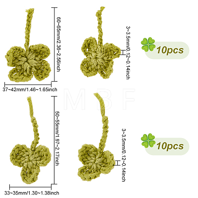 20Pcs 2 Style Shamrock & Clover Shape Polyester Knitted Costume Ornament Accessories DIY-BC0006-64-1
