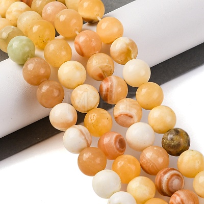 Natural Yellow Jade Beads Strands LS-G-F591-17-10MM-1