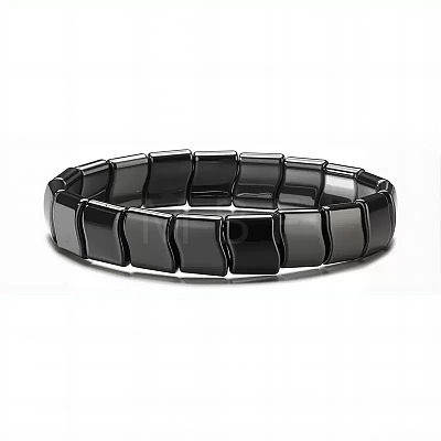 Synthetic Non-magnetic Hematite Beads Stretch Bracelets for Men PZ7053-2-1