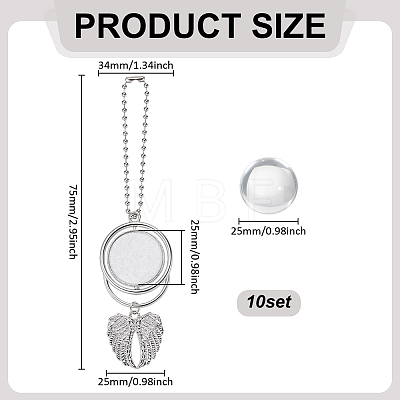 10 Bags DIY Flat Round & Angel Wing Alloy Pendant Decorations Making Kits DIY-ME0002-85-1