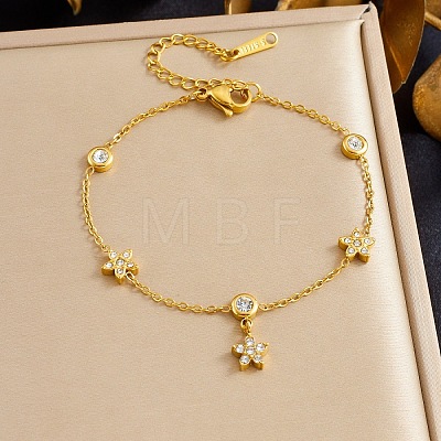 304 Stainless Steel Rhinestone Charm Bracelets BJEW-B171-16G-1