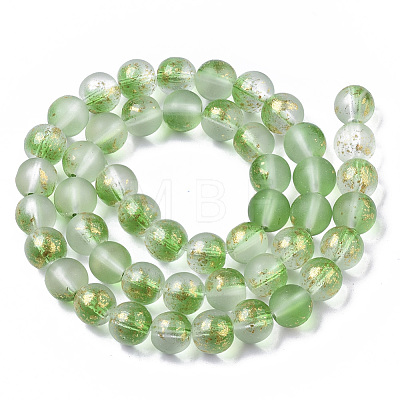Frosted Spray Painted Glass Beads Strands X-GLAA-N035-03C-C02-1