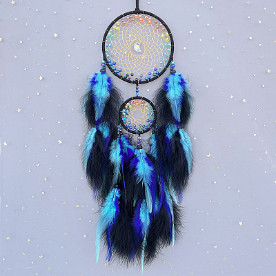 Feather Woven Web/Net with Feather Pendant Decorations PW-WGE515C-04-1
