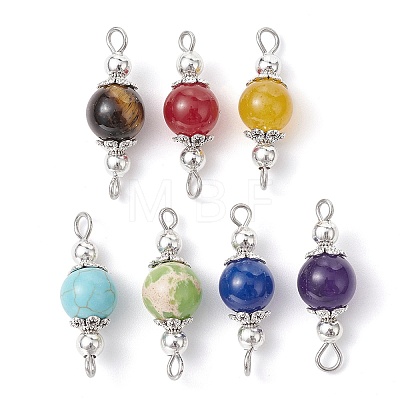 7Pcs 7 Colors Mixed Stone Connector Charms PALLOY-JF02382-1