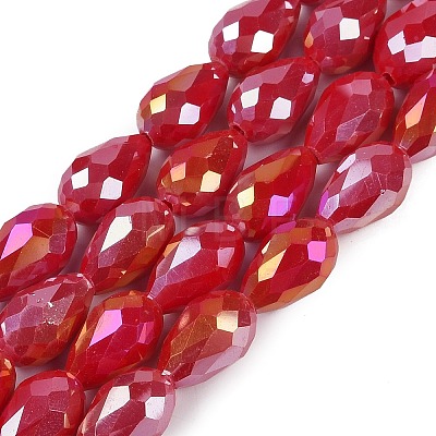 Opaque Solid Color Electroplate Glass Beads Strands EGLA-N013-P8mm-B07-1