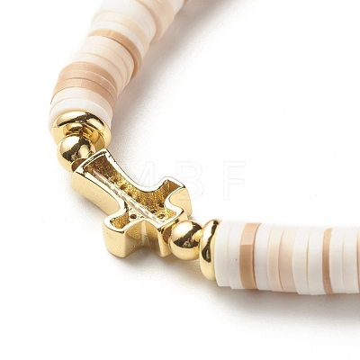 Polymer Clay Heishi Beads Stretch Bracelet for Women BJEW-JB07207-04-1