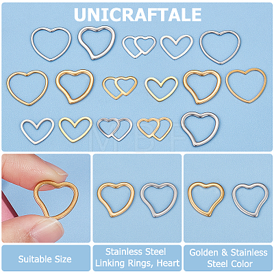 Unicraftale 40Pcs 8 Style Stainless Steel Linking Rings STAS-UN0052-13-1