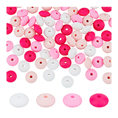 DICOSMETIC 80Pcs 2 Bags Rondelle Food Grade Eco-Friendly Silicone Focal Beads SIL-DC0001-39A-1