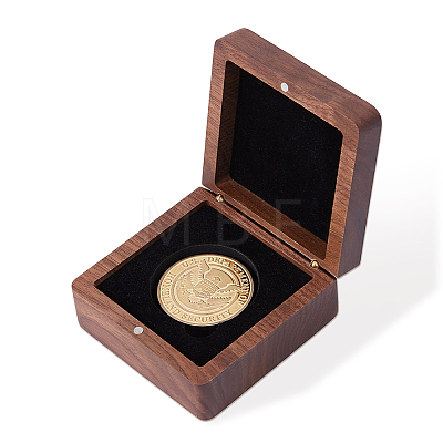 Wood Commemorative Coin Storage Magnetic Boxes CON-WH0133-009B-1