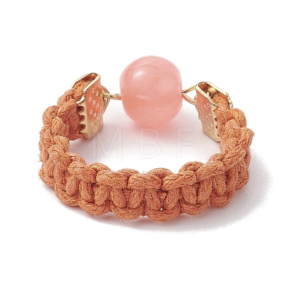 Glass Round Ball Braided Bead Style Finger Ring RJEW-JR00600-05-1