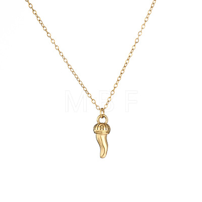304 Stainless Steel Italian Horn Pendant Necklaces for Women WGAC5B5-04-1