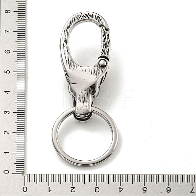 Tibetan Style 316 Surgical Stainless Steel Fittings with 304 Stainless Steel Key Ring FIND-Q101-09AS-02-1