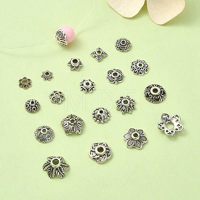 100Pcs 20 Styles Tibetan Style Alloy Bead Caps FIND-YW0004-06-1
