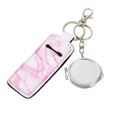 PU Leather & Iron Mirror Keychains HJEW-YW00545-02-1