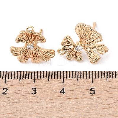 Brass with Clear Cubic Zirconia Stud Earring Findings KK-G491-57D-G-1