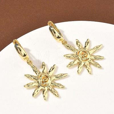 Sun Brass Hoop Earrings EJEW-C181-11G-1