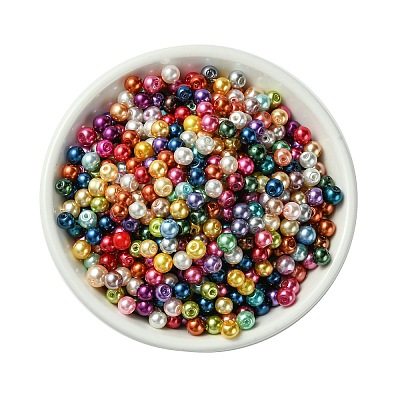 Baking Painted Pearlized Glass Pearl Round Bead Strands X-HY-Q004-4mm-M-1
