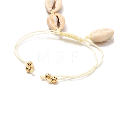 Natural Cowrie Shell Braided Bead Anklets Set for Girl Women AJEW-AN00451-02-1