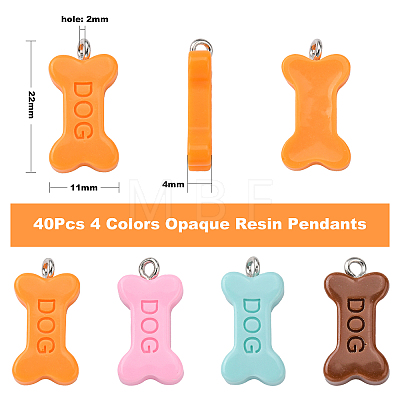 40Pcs 4 Colors Opaque Resin Pendants RESI-CJ0002-29-1