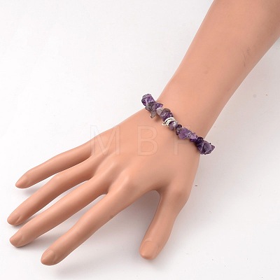 Chip Natural Gemstone Beaded Stretch Bracelets BJEW-JB02148-1