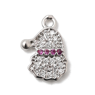 Christmas Brass Micro Pave Cubic Zirconia Charms KK-L258-04P-B01-1
