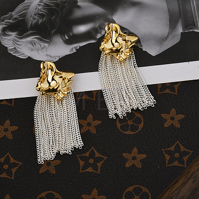 Irregular Tassel Brass Stud Earrings EJEW-Q391-15G-1