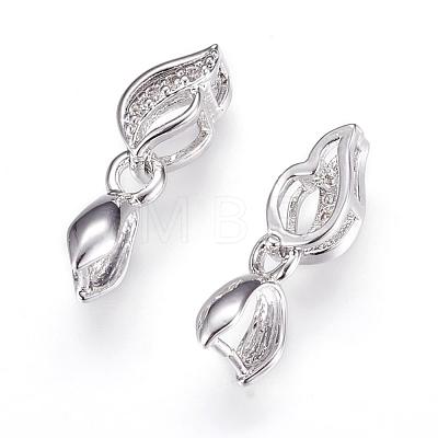 Long-Lasting Plated Brass Micro Pave Cubic Zirconia Ice Pick Pinch Bails ZIRC-F063-03P-1