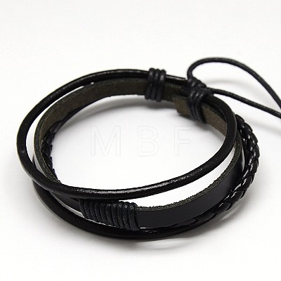 Trendy Unisex Casual Style Multi-Strand Wax and Leather Cord Bracelets BJEW-L295-03-1
