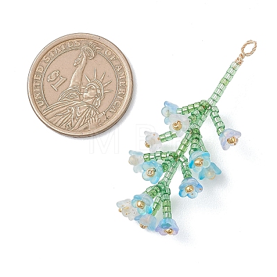 Glass Seed Beaded Flower Big Pendants PALLOY-MZ01184-01-1