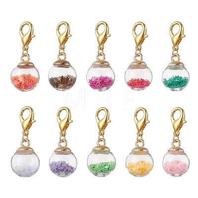 Glass Ball Pendant Decorations HJEW-JM01711-1