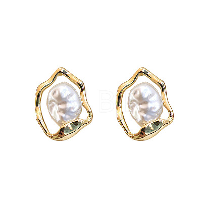 Alloy & Plastic Pearl Stud Earrings WGEC7EA-01-1