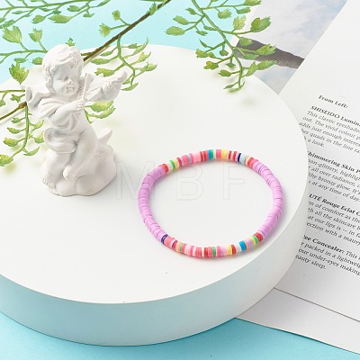 Handmade Polymer Clay Heishi Beads Stretch Bracelet BJEW-JB07351-1