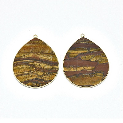 Natural Tiger Eye Pendants G-E526-01H-1