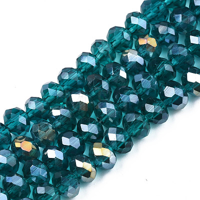 Electroplate Glass Beads Strands EGLA-A034-T6mm-B25-1