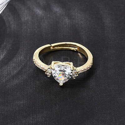 Brass Micro Pave Cubic Zirconia Cuff Open Rings CU-CBA5C10-09G-1