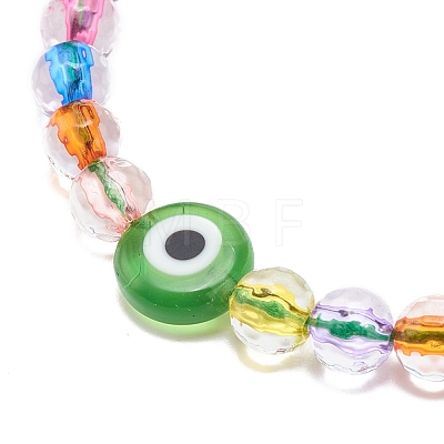 Acrylic Evil Eye & Round Lampwork Braided Bead Bracelet for Women BJEW-JB08379-02-1