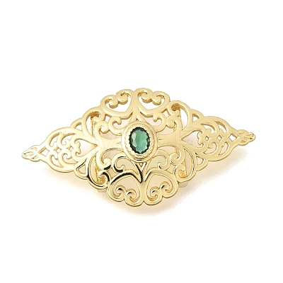 Brass Micro Pave Green Cubic Zirconia Filigree Links Connector Charms KK-C255-12B-G-1