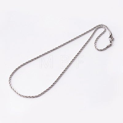 304 Stainless Steel Rope Chain Necklaces STAS-O056-B-10-1
