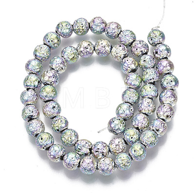 Electroplated Natural Lava Rock Beads Strands G-S352-30B-03-1