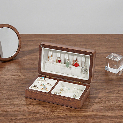 Rectangle Wooden Jewelry Organizer Magnetic Boxes CON-WH0112-073B-1