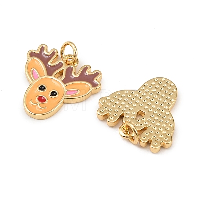 Christmas Brass Enamel Pendants KK-L255-17G-01-1