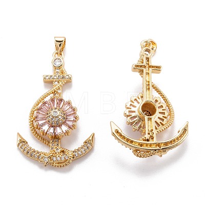 Real 18K Gold Plated Brass Micro Pave Cubic Zirconia Pendants ZIRC-M114-53G-1