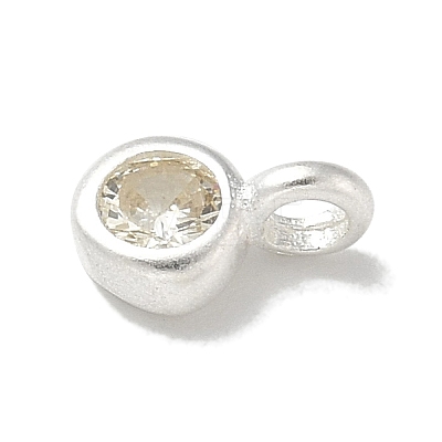 925 Sterling Silver Cubic Zirconia Flat Round Charms STER-R002-02S-07-1