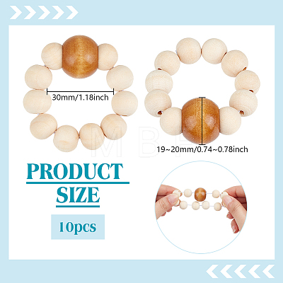 10Pcs Round Wood Beaded Napkin Rings HJEW-PH02431-02-1