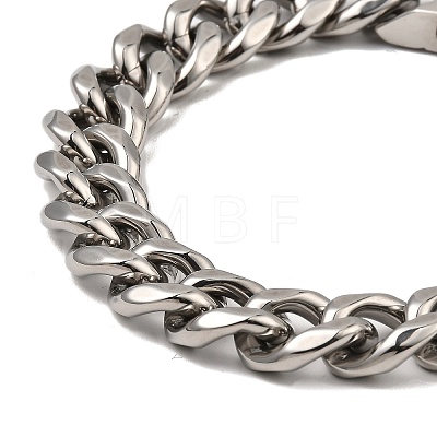 304 Stainless Steel Cuban Link Chain Bracelet NJEW-D050-02F-P-1