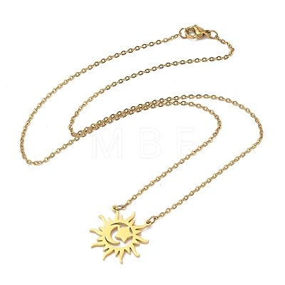 304 Stainless Steel Sun Moon Star Pendant Necklaces for Women NJEW-B158-02G-1
