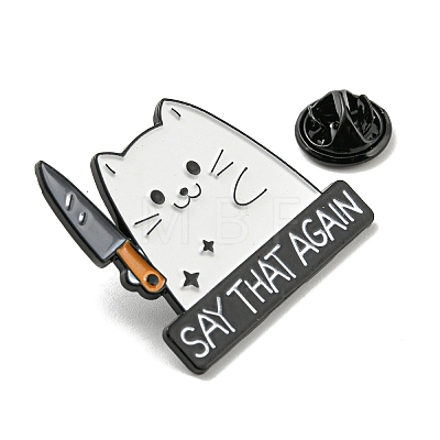Cat Holding Knife Enamel Pins JEWB-P028-D04-1
