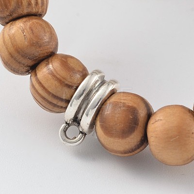 Round Wood Beaded Stretch Bracelets BJEW-JB02170-1