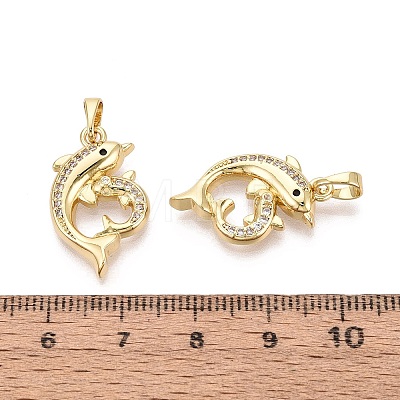 Brass Micro Pave Clear Cubic Zirconia Pendants KK-Q073-11G-1