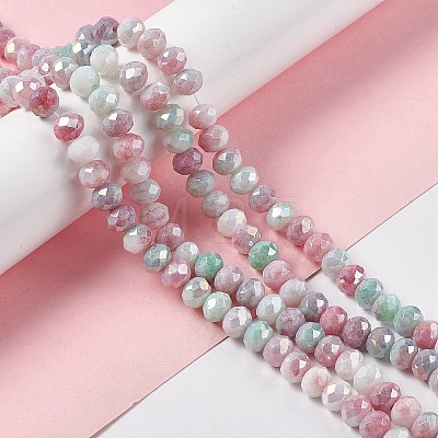 Faceted Electroplated Glass Beads Strands X-GLAA-C023-02C-1